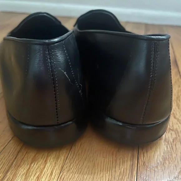 Black Leather Loafers with Gold Embroidery - Picture 9 of 10